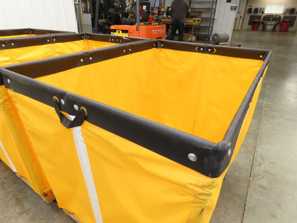Uline Vinyl Basket Truck Cart Hopper 18 Bushel Yellow 38x26x30" 600lbs Lot of 3