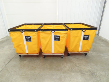 Uline Vinyl Basket Truck Cart Hopper 18 Bushel Yellow 38x26x30" 600lbs Lot of 3