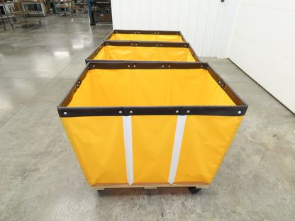 Uline Vinyl Basket Truck Cart Hopper 18 Bushel Yellow 38x26x30" 600lbs Lot of 3