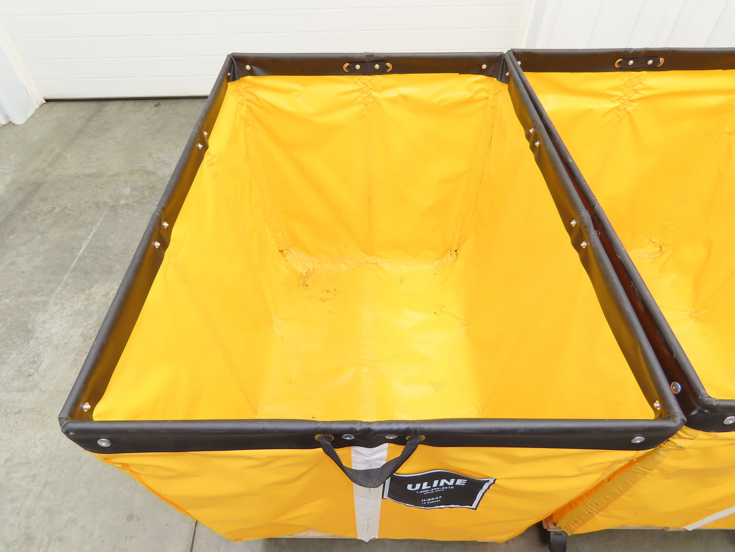 Uline Vinyl Basket Truck Cart Hopper 18 Bushel Yellow 38x26x30" 600lbs Lot of 3