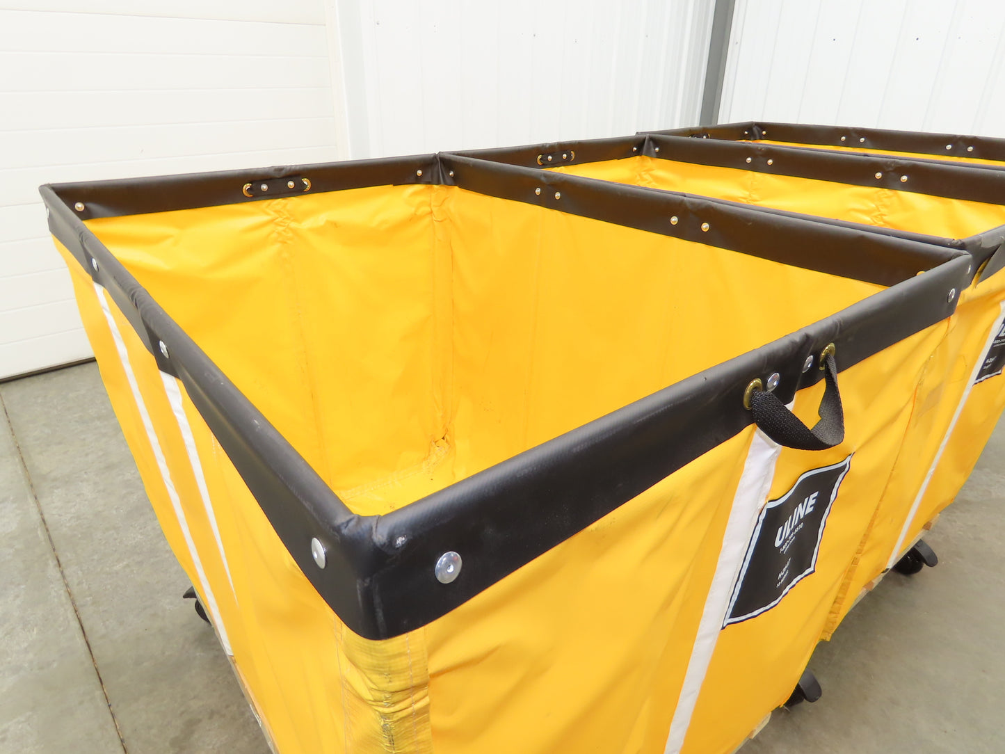 Uline Vinyl Basket Truck Cart Hopper 18 Bushel Yellow 38x26x30" 600lbs Lot of 3