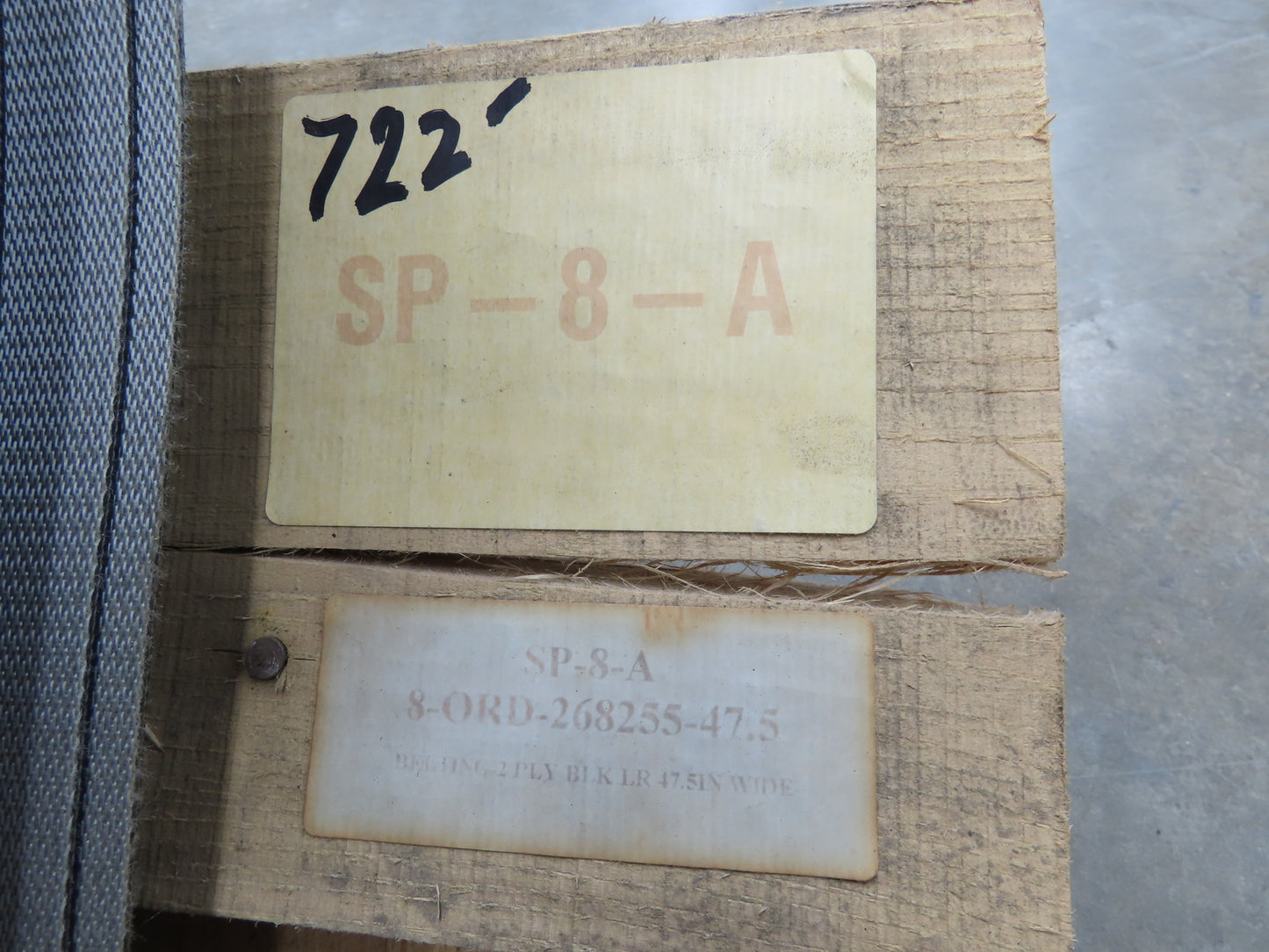 Hytrol 47.5"W x 722' Grooved Rubber Conveyor Belt 2-Ply Black 49"BW