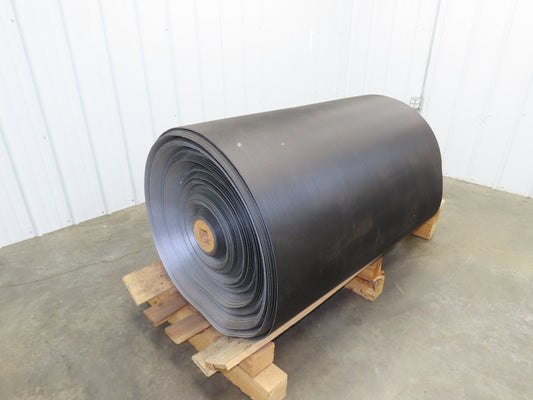 Hytrol 47.5"W x 722' Grooved Rubber Conveyor Belt 2-Ply Black 49"BW