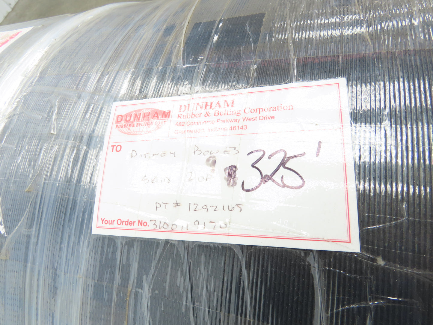 Hytrol 30"W x 325' Grooved Rubber Conveyor Belt 2-Ply Black