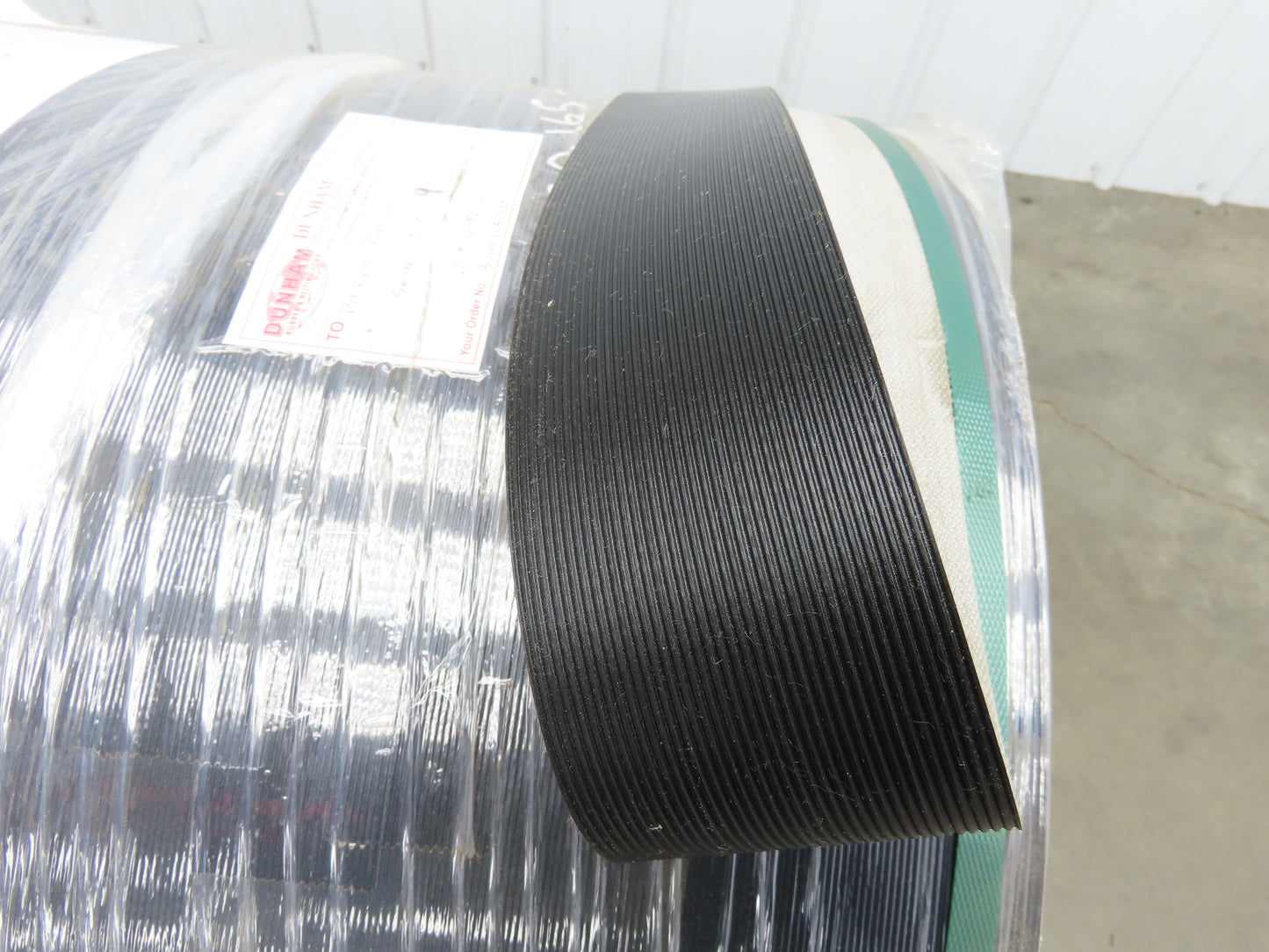 Hytrol 35.5"W x 467' Grooved Rubber Conveyor Belt 2-Ply Black 37"BW