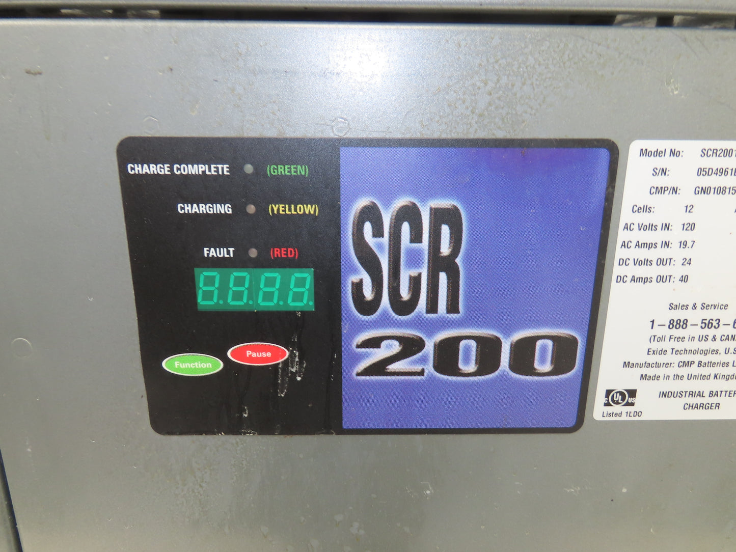 GNB SCR20012260S1L SCR200 Forklift Battery Charger 24V 260Ah 120/208/240V 1Ph