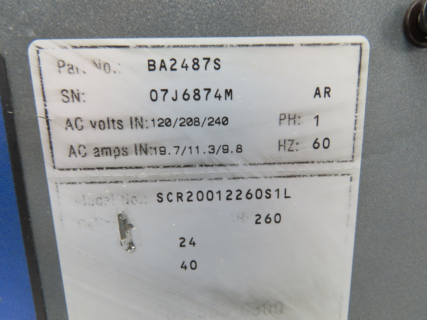 GNB SCR20012260S1L SCR200 Forklift Battery Charger 24V 260Ah 120/208/240V 1Ph