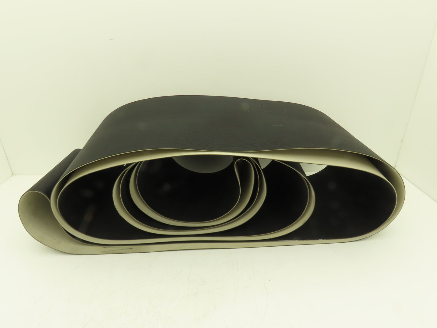 Dorner 10"W x 12' 10" Grooved Rubber Conveyor Belt Black Endless V-Belt Guide