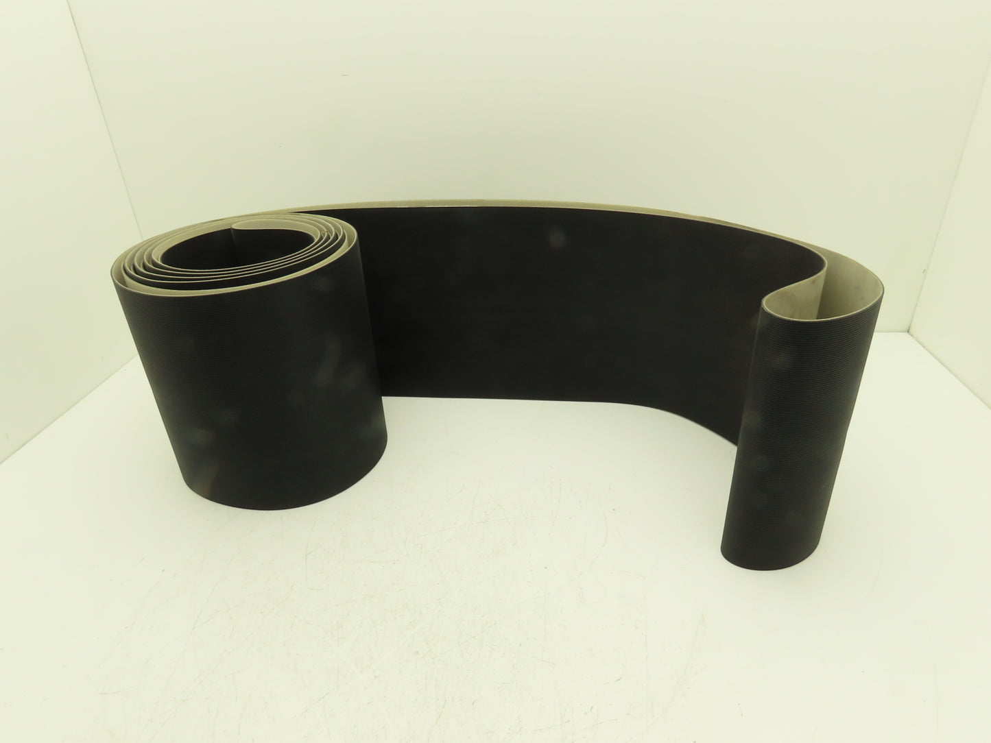 Dorner 10"W x 12' 10" Grooved Rubber Conveyor Belt Black Endless V-Belt Guide