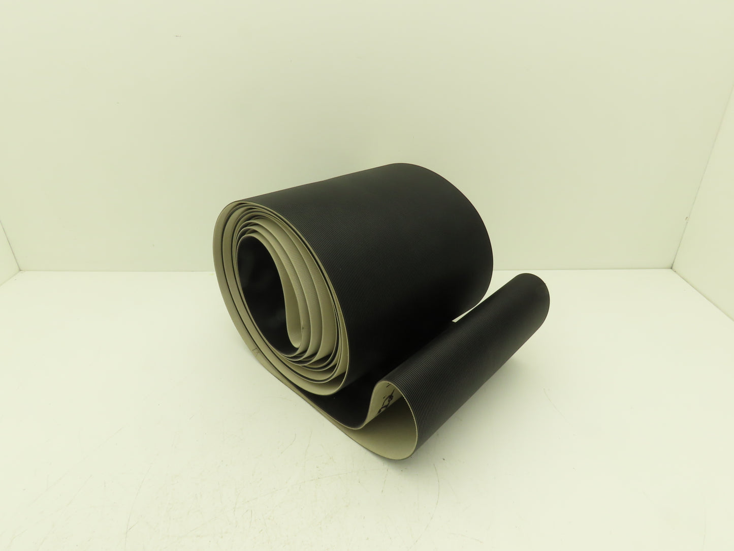 Dorner 10"W x 12' 10" Grooved Rubber Conveyor Belt Black Endless V-Belt Guide