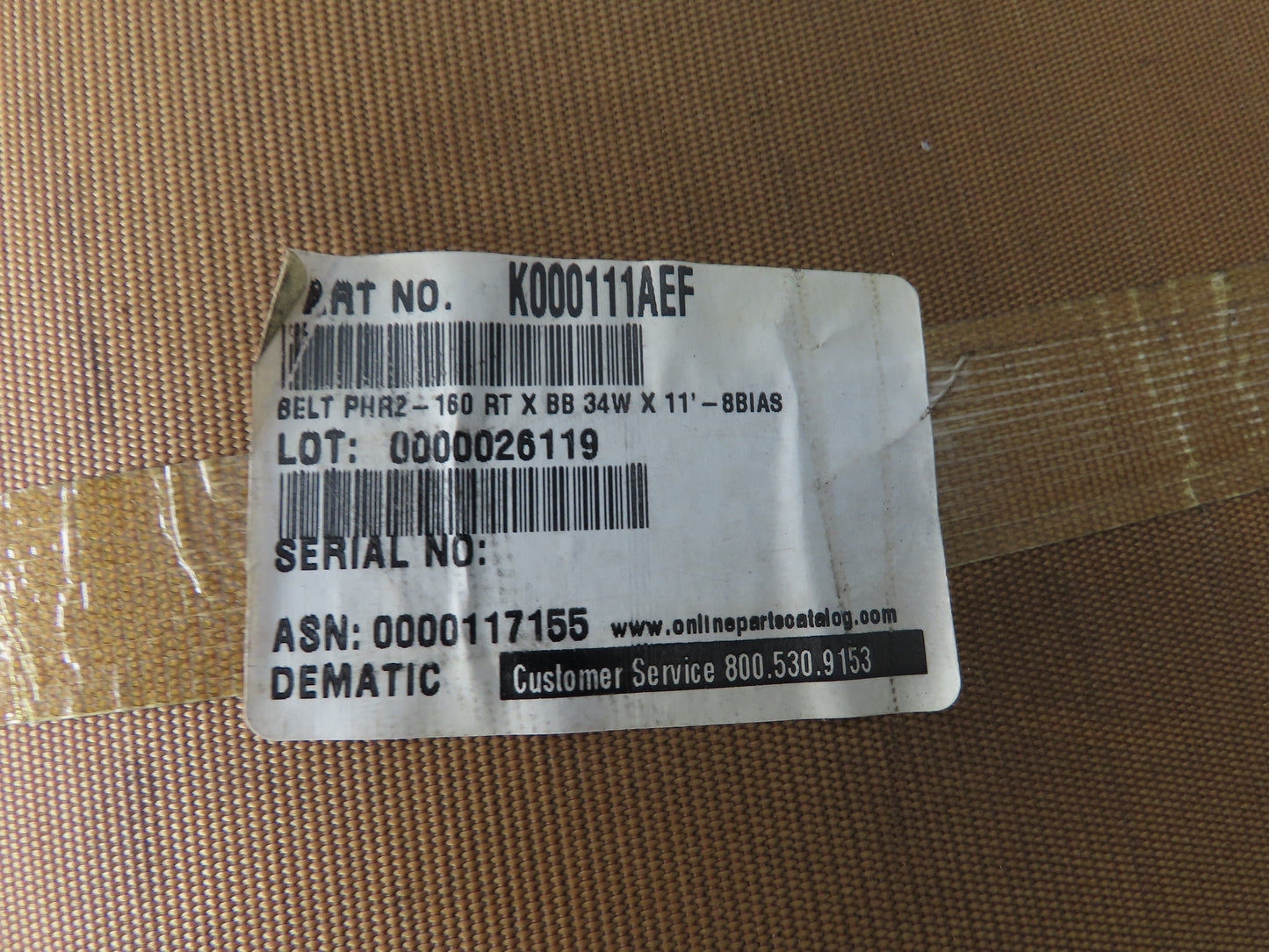 34"W x 11' 8" Grip-Top Incline Conveyor Belt Laced 2-Ply Black Rubber PHR2-160