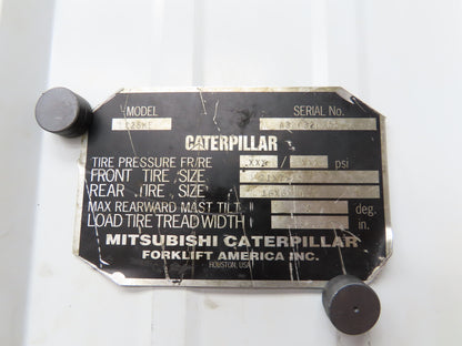 Caterpillar EC25KE Forklift Mast 188" 3-Stage Side Shift Tilt 3970lbs Class 3