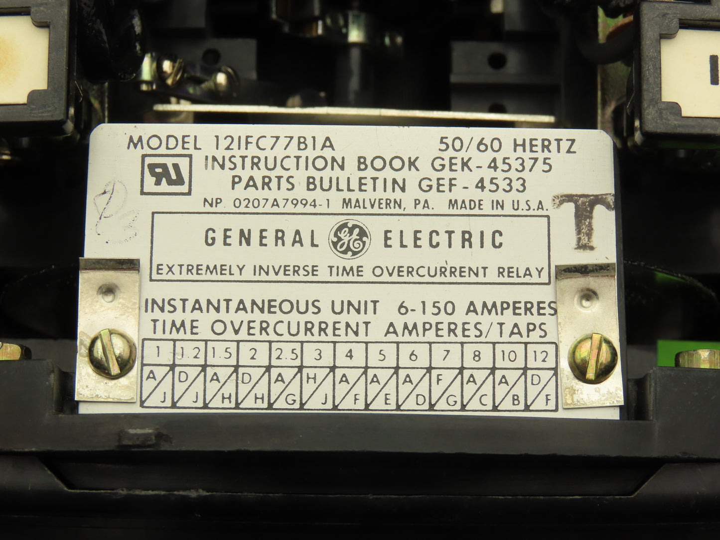 GE General Electric 12IFC77B1A Time OverCurrent Protection Relay 6-150 Amp
