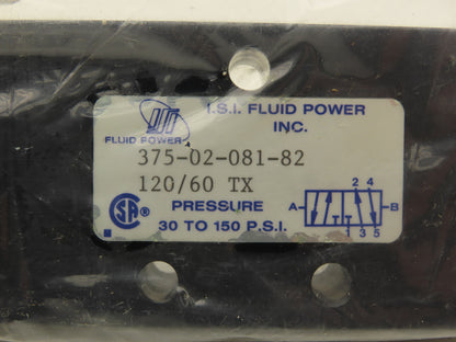 ISI Fluid Power 375-02-081-82 Pneumatic Directional Solenoid Air Valve 120V Coil