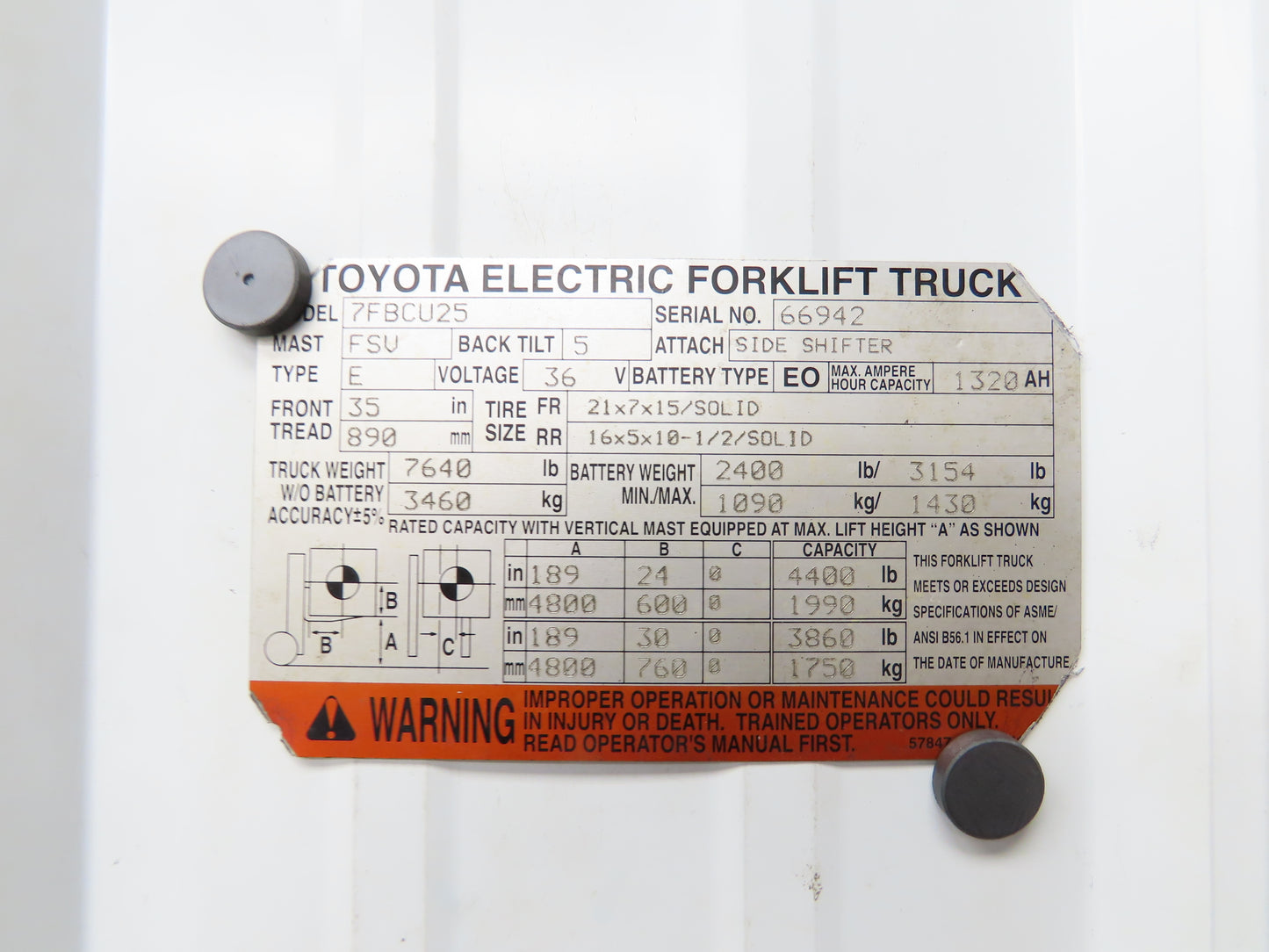 Toyota 17A089 C Electric Forklift Lighting Switch Control OEM 7FBCU25