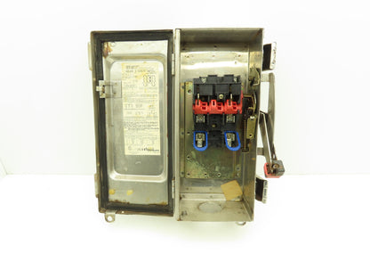 Square D HU221DS Safety Disconnect Switch 30 Amp 600V 2 Pole Fused SS E1
