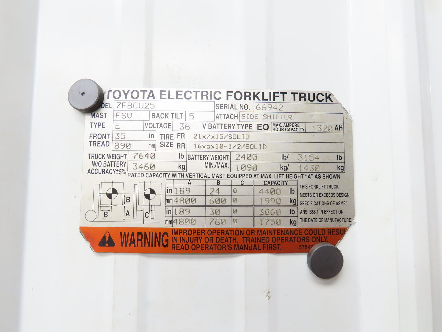 Toyota 45208-23320-71-B Electric Forklift Steering Column Cover Off 7FBCU25