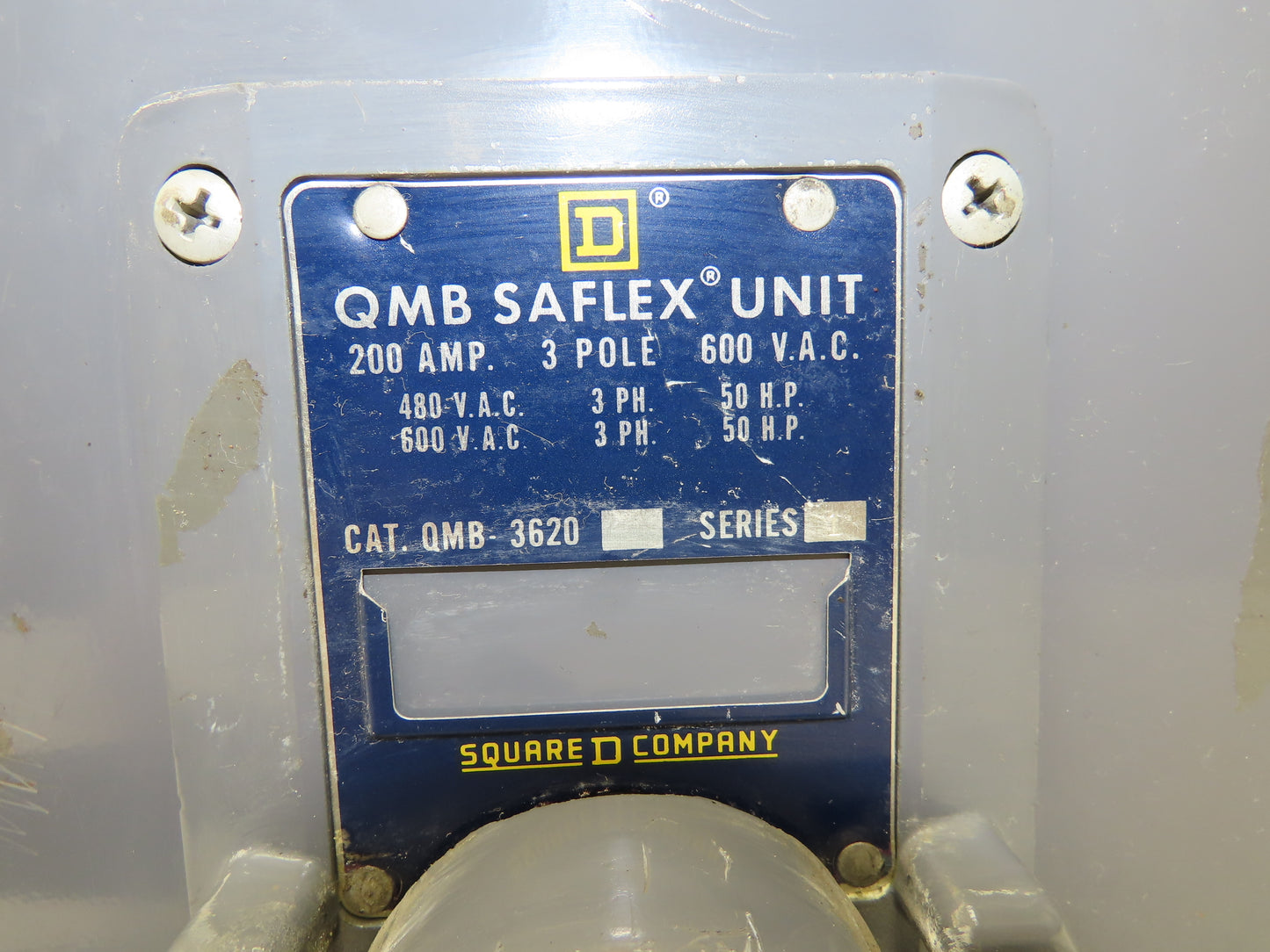 Square D QMB-3620 Saflex Fusible Disconnect Switch 200 Amp 3P 600VAC 3 Ph 50HP