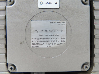 Becker VT 4.25 D80BY4P Oil-less Vacuum Pump .9kw 18scfm 30m³/h 850mbar 460V 3PH