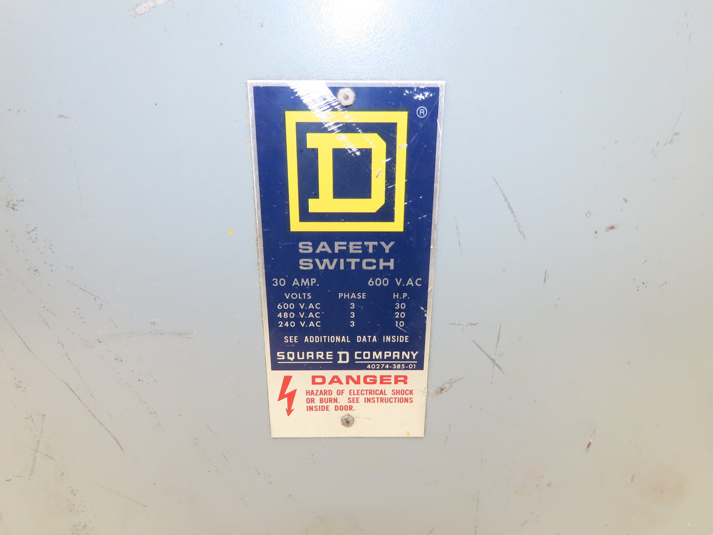 Square D HU661RWK Safety Disconnect Switch 30A 600V 6 Pole Non Fused 3R
