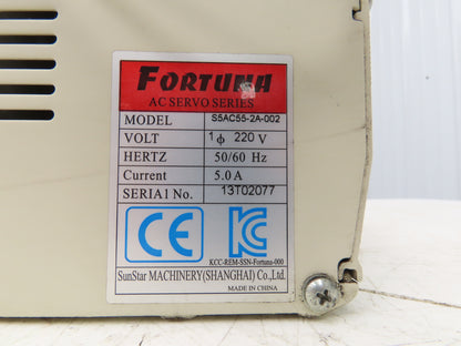 SunStar Fortuna S5AC55-2A-002 Industrial Sewing Machine AC Servo Motor 220V 1PH