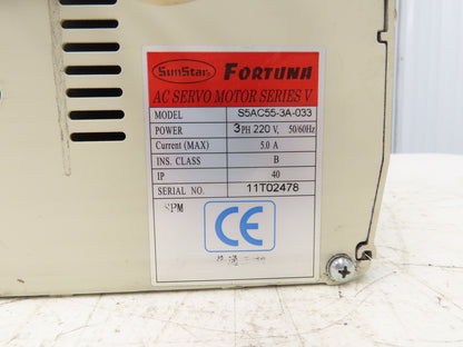 SunStar Fortuna S5AC55-3A-033 Industrial Sewing Machine AC Servo Motor 220V 3PH