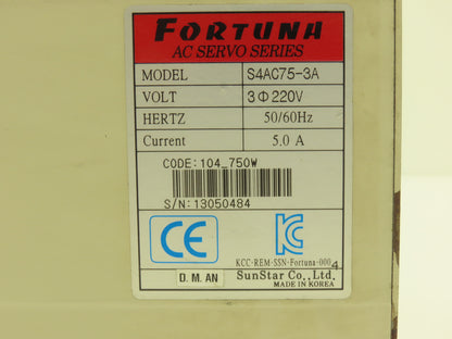 SunStar Fortuna S4AC75-3A Industrial Sewing Machine AC Servo Drive 750W 220V 3PH