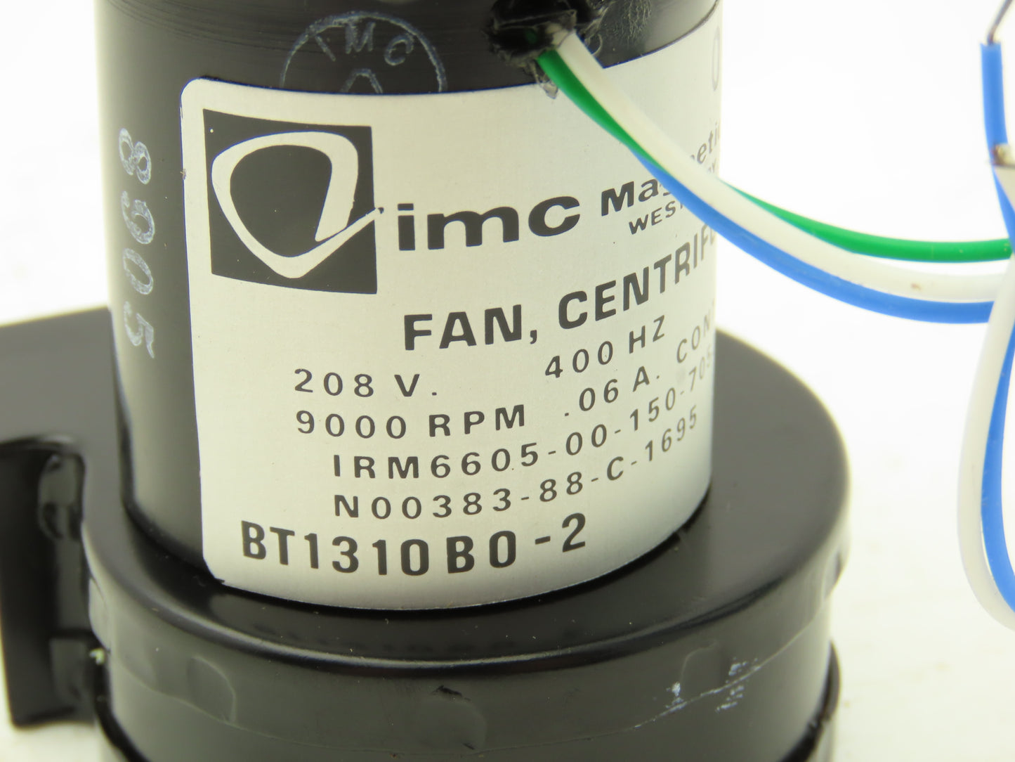 IMC Magnetics BT1310B0-2 Centrifugal Fan 9000 RPM 208V 400Hz 3Ph Continuous Duty