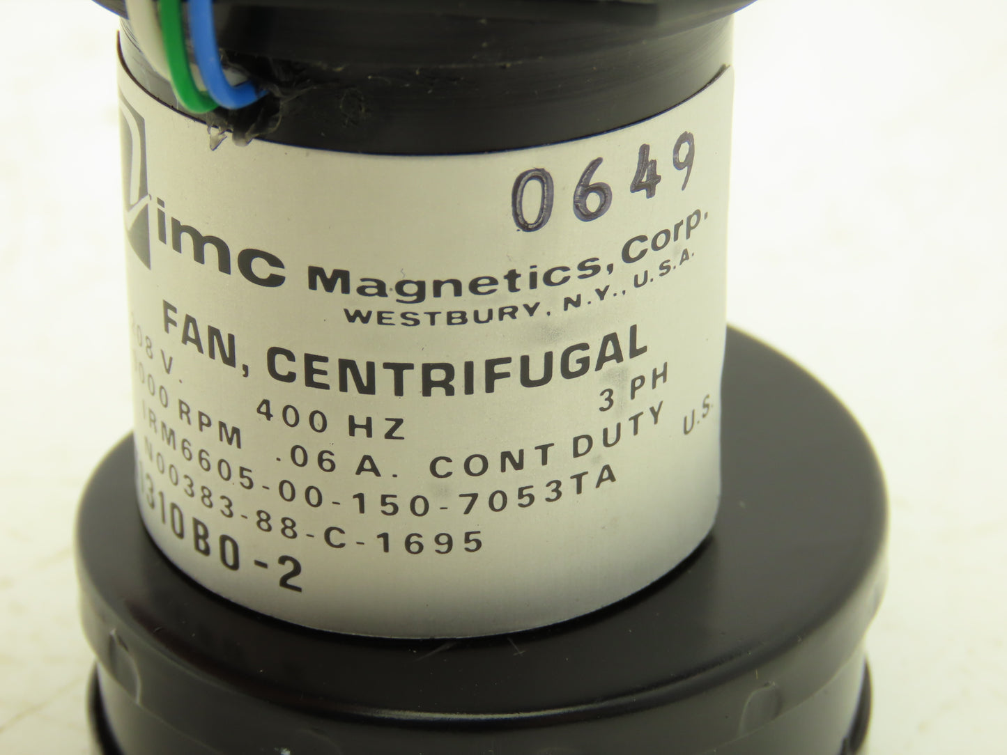 IMC Magnetics BT1310B0-2 Centrifugal Fan 9000 RPM 208V 400Hz 3Ph Continuous Duty