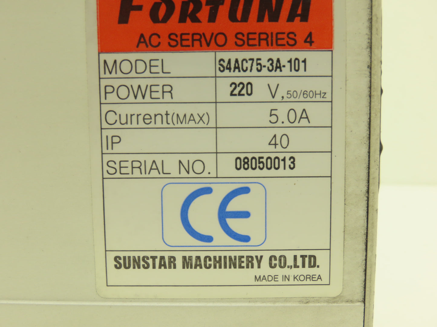 SunStar Fortuna S4AC75-3A-101 Industrial Sewing Machine AC Servo Drive 750W 220V
