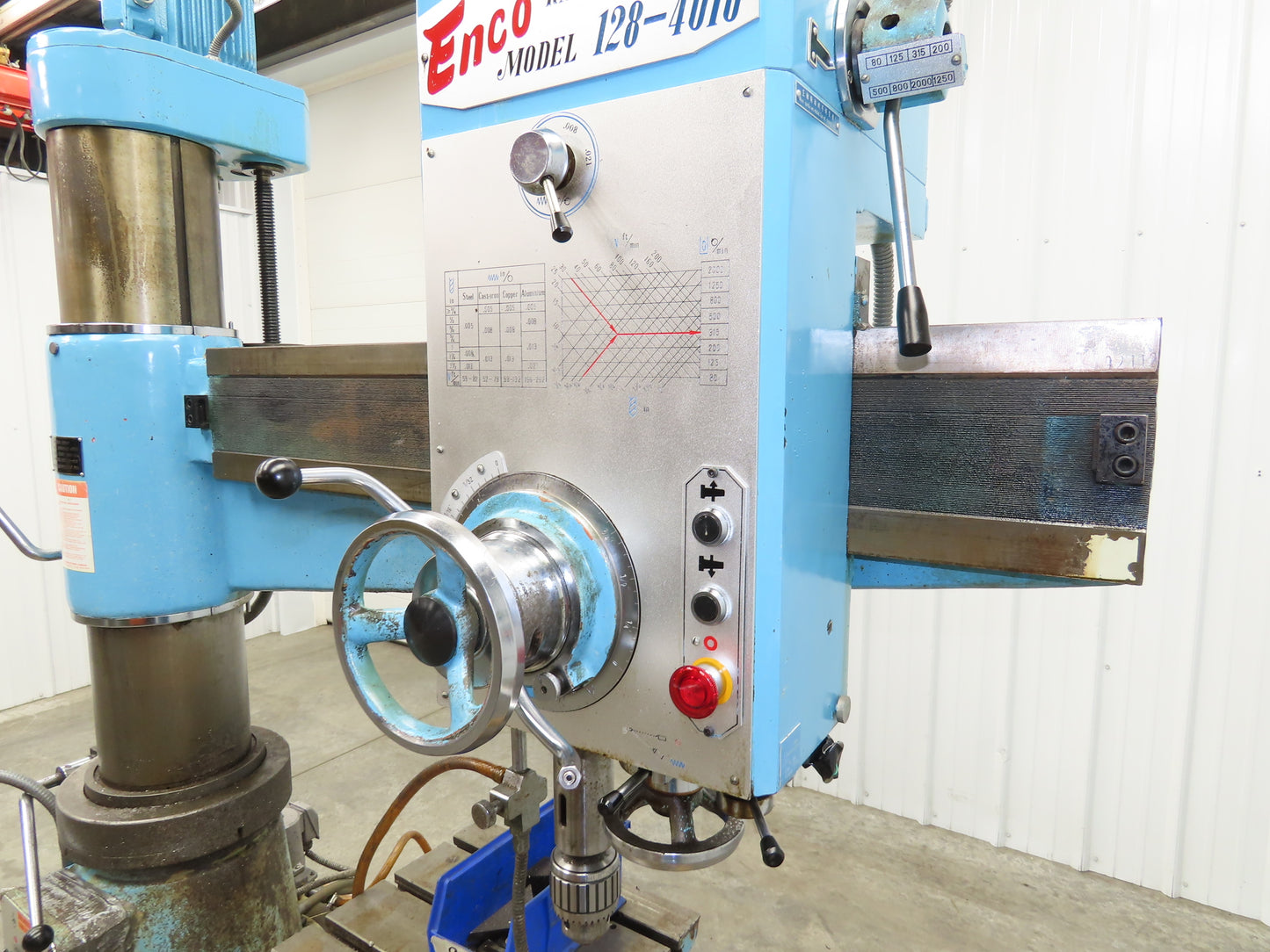 Enco 128-4010 Radial Arm Drill Press 32" x 10" 220V 2.2kw 3Ph 80-2000RPM