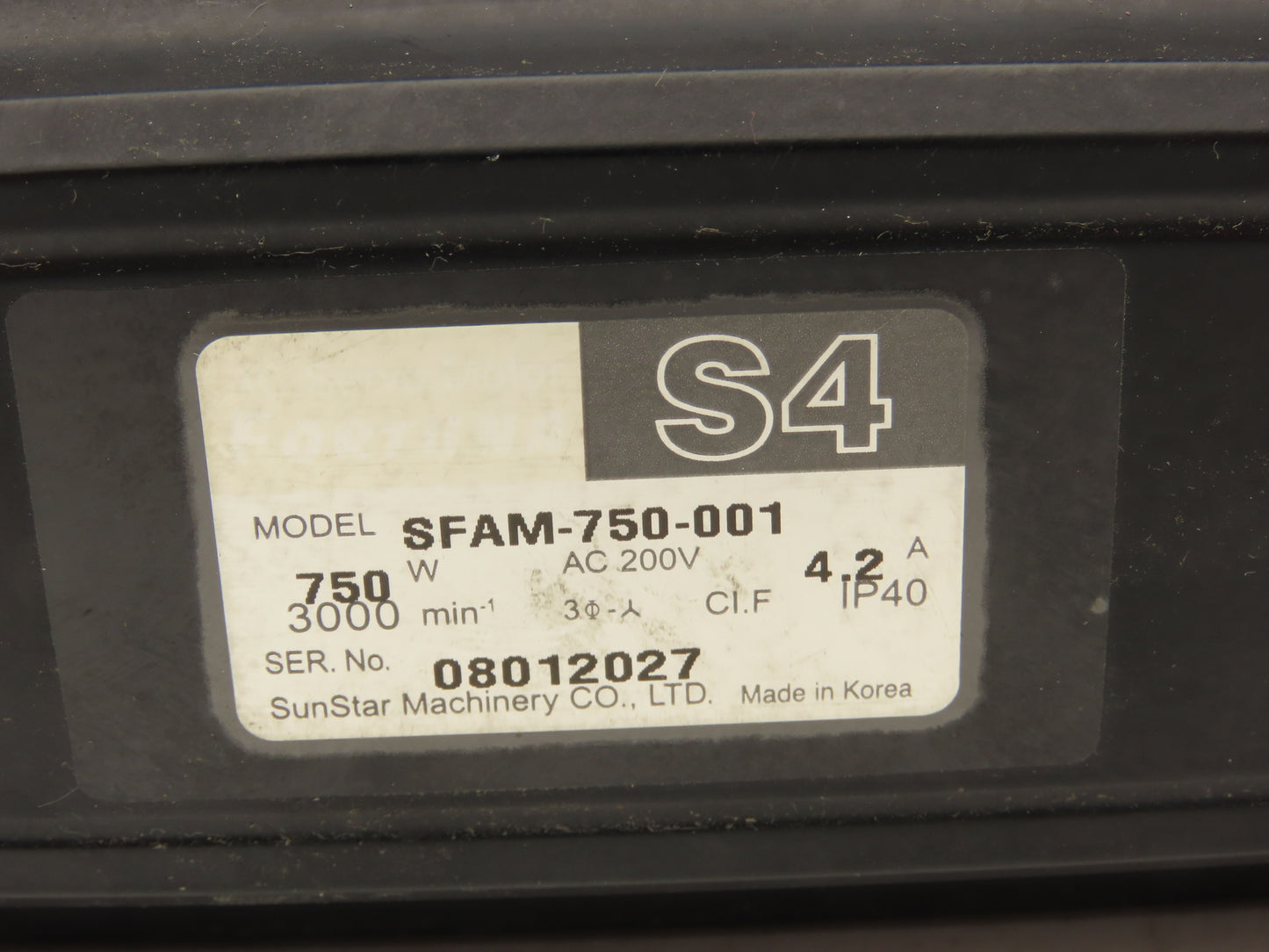 SunStar Fortuna SFAM-750-001 Sewing Machine AC Servo Motor 750W 220V 3PH