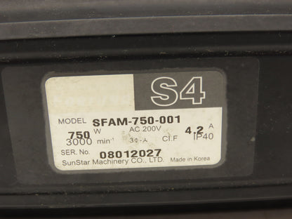 SunStar Fortuna SFAM-750-001 Sewing Machine AC Servo Motor 750W 220V 3PH