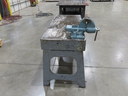 Vintage 1" Steel Welding Layout Table 60x24" Cast Iron Wilton Vise 4-1/2"