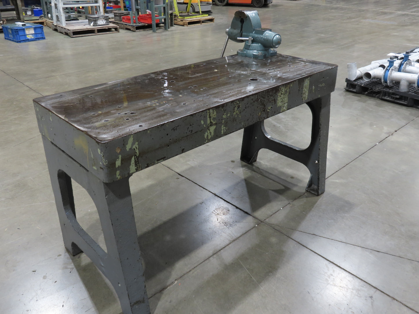 Vintage 1" Steel Welding Layout Table 60x24" Cast Iron Wilton Vise 4-1/2"