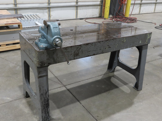 Vintage 1" Steel Welding Layout Table 60x24" Cast Iron Wilton Vise 4-1/2"