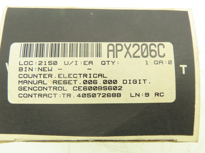 Veeder Root APX206C 6 Digit Electrical Counter Manual Reset