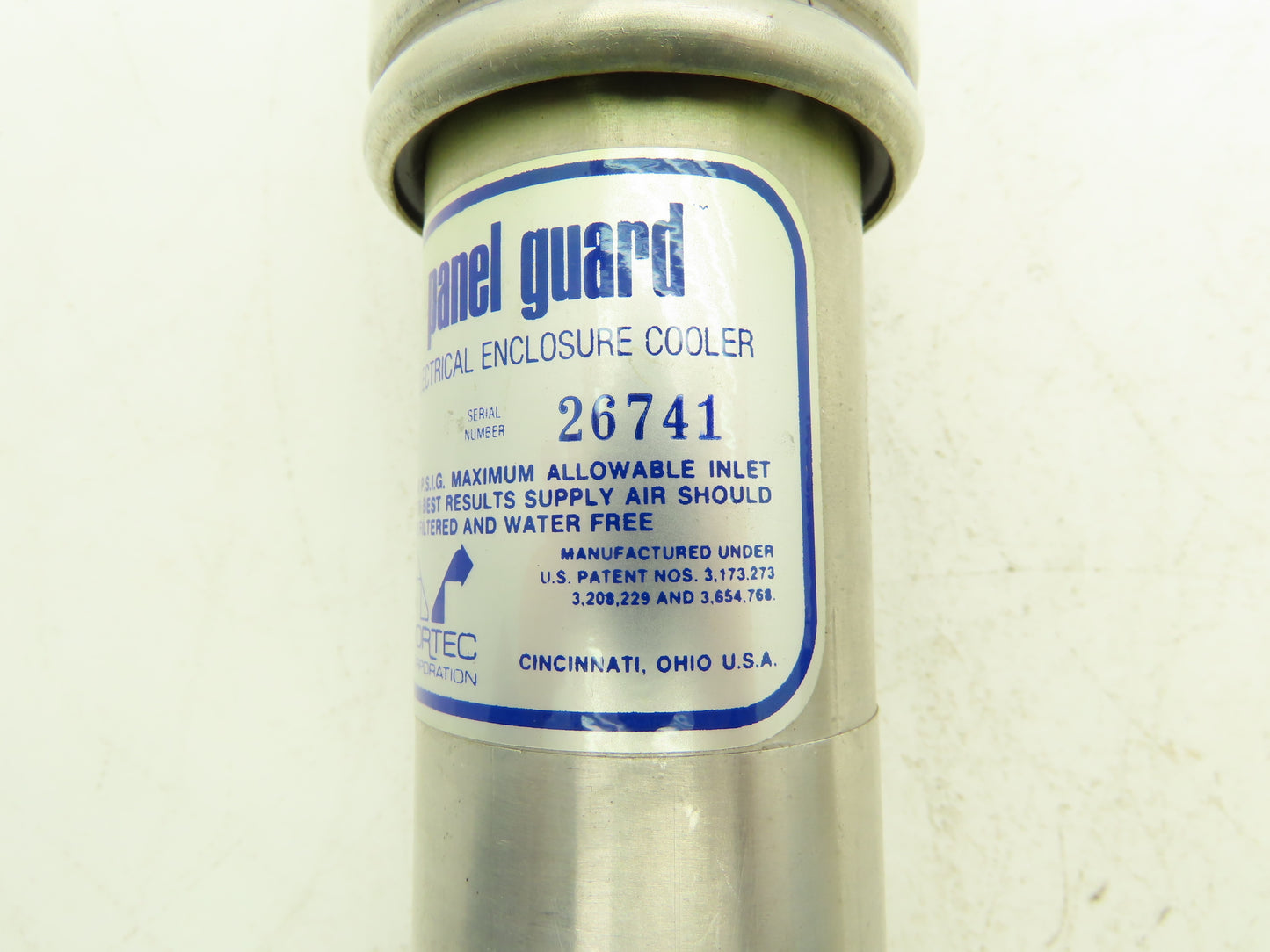 Vortec Corporation 701 Panel Guard Electrical Enclosure Cooler 250PSIG Max