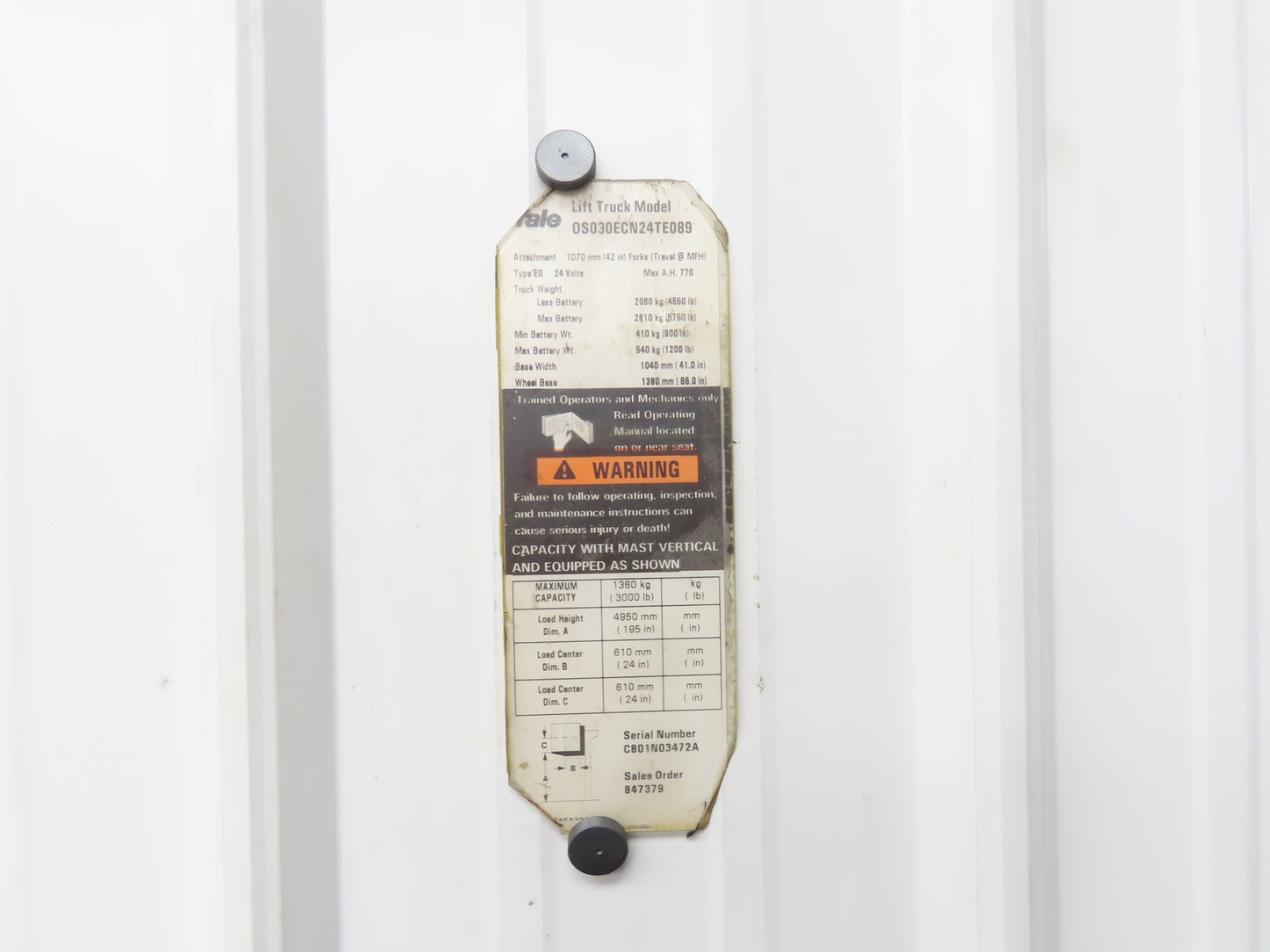 Yale D-468253XWF07A Hydraulic Pump Motor Order Picker Forklift 0S030ECN24TE089