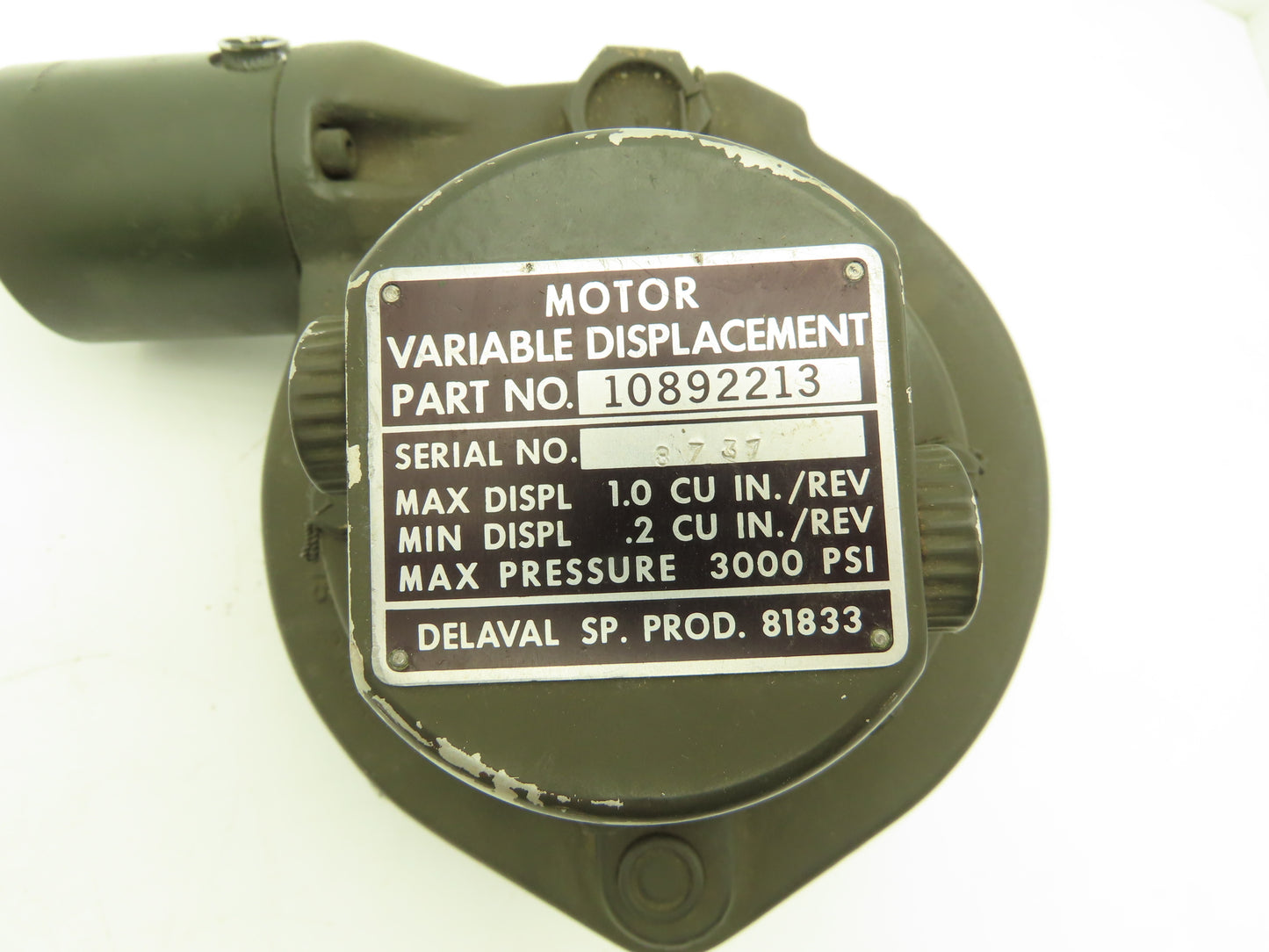 Delaval 10892213 Variable Displacement Hydraulic Motor 3000PSI 0.2-1.0 IN3/Rev