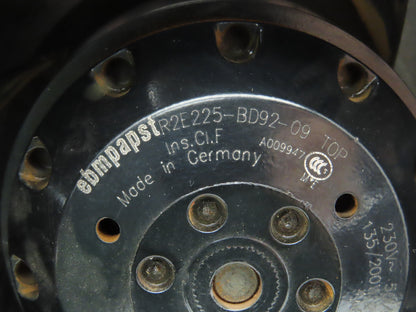 EBM-Papst R2E225-BD92-09 Centrifugal Blower Fan 225mm 200W 230V 1PH 2950RPM