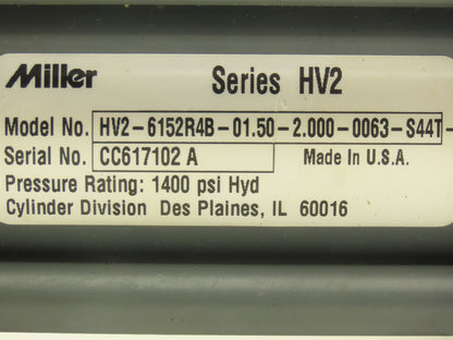 Miller Fluid Power HV2-6152R4B Hydraulic Cylinder 1.5"Bore 2"Stroke 1400psi