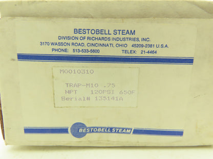 Richards Industries Bestobell Steam TRAP-M10 3/4" NPT 120PSI 650°F 750PSIG MAX