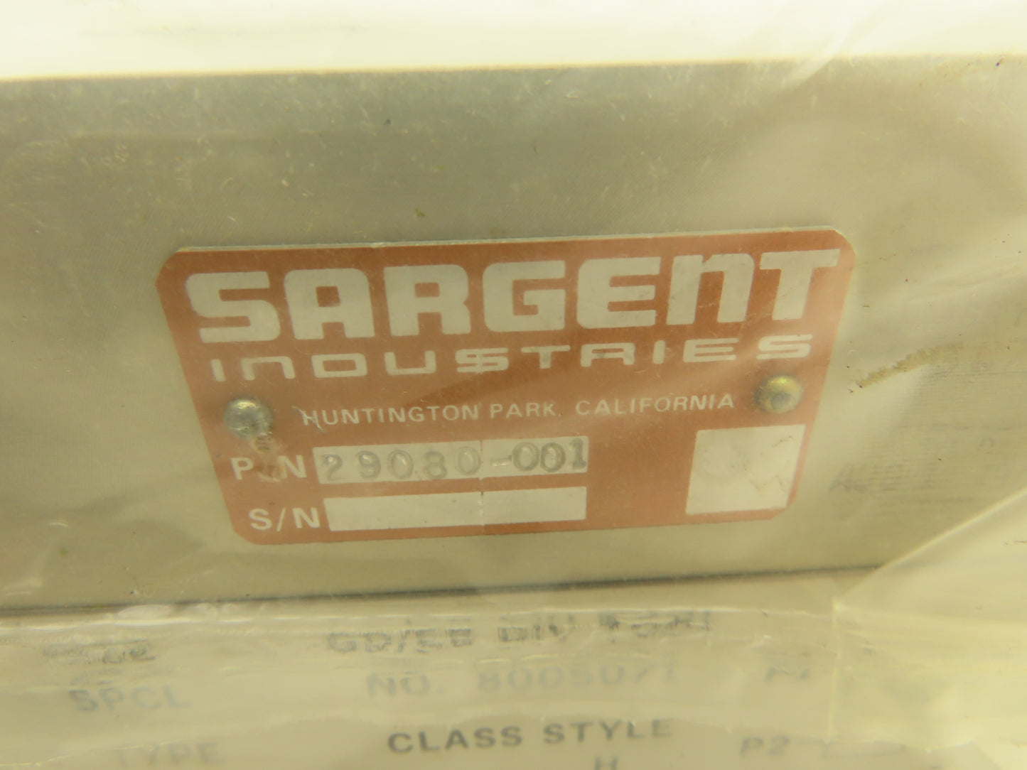 Sargent Industries 8005071 20080-1000 29080-001 Flushing Block Manifold Assembly