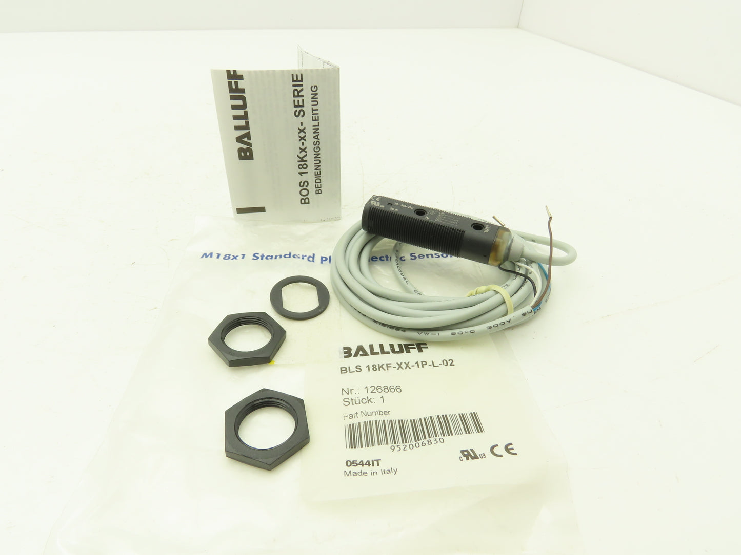 Balluff BLS 18KF-XX-1P-L-02 Photoelectric Sensor Through beam 18mm x 67mm