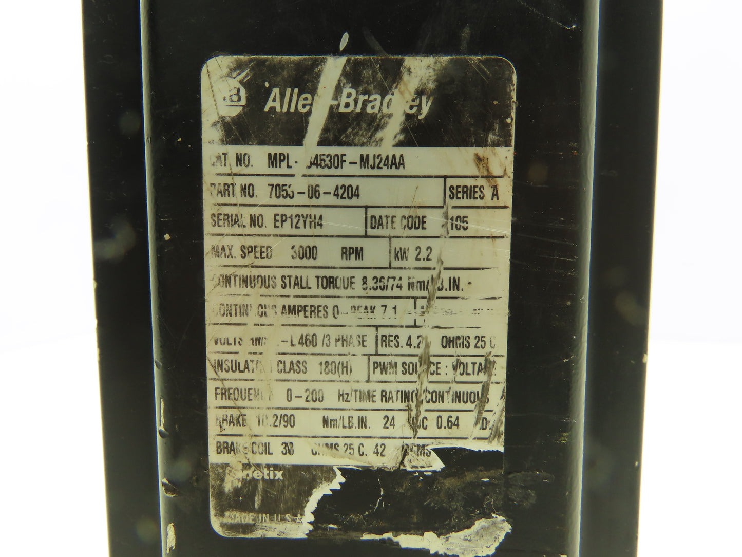 Allen Bradley 7053-06-4204 AC Servo Motor 2.2kW 460V 3PH 3000 RPM 90 IN/LB Brake