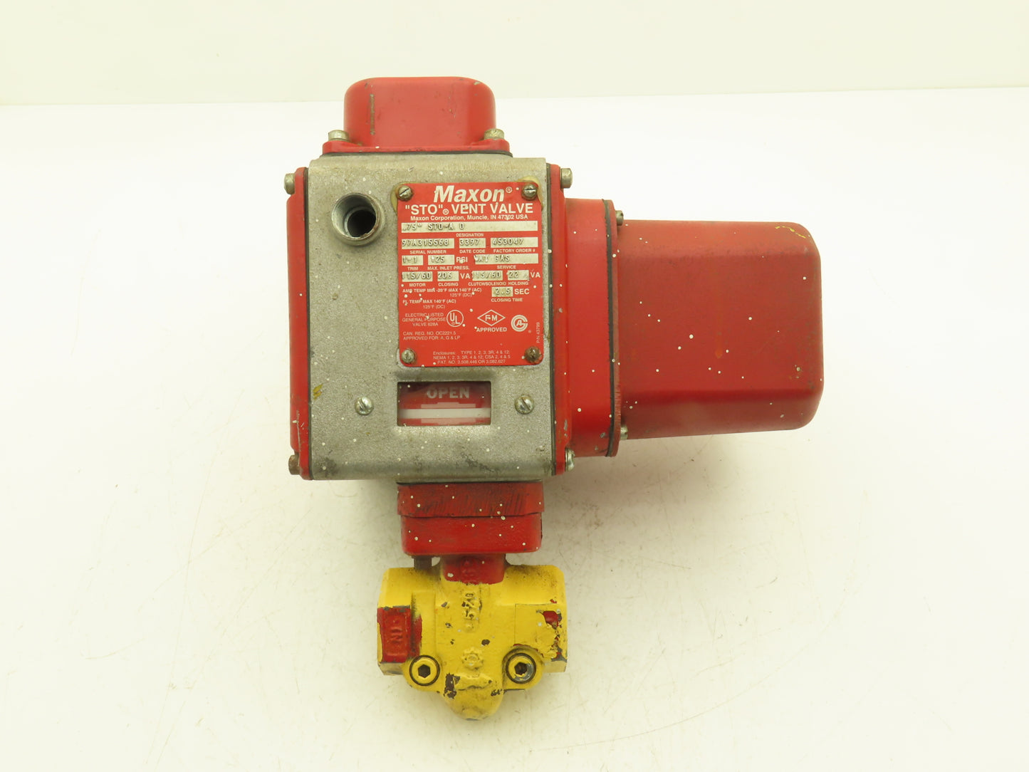 Maxon .75" STO-A 0 Natural Gas Shut Off Vent Valve 3/4"NPT 125PSI 115V