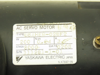 Yaskawa USAHEM-02BF2 AC Servo Motor 200W 8000rpm With Encoder *Read