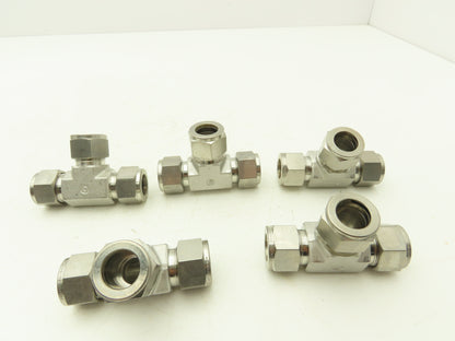 Swagelok SS-1010-3 Union Tee Fitting 5/8" Tube 316 Stainless Lot of 5