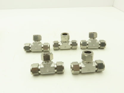 Swagelok SS-1010-3 Union Tee Fitting 5/8" Tube 316 Stainless Lot of 5